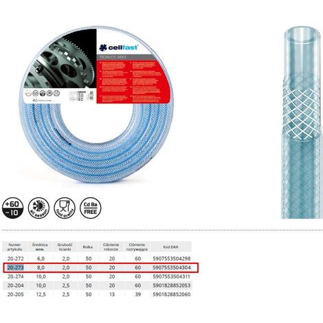 Cellfast TECHNISCHER - Tubo tecnico (8 x 2 mm, 50 m), Colore blu