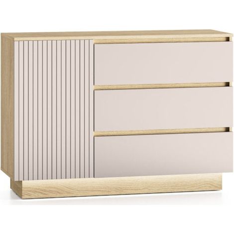 Sideboard 1 Tür 3 Schubladen inklusive LED-Beleuchtung Elyès Kaschmir und Holz (1/5)