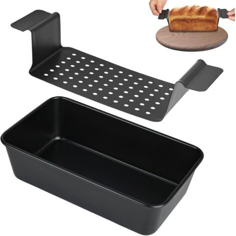 Moule à pain en acier au carbone avec bac d'écoulement - Moule à pain - En acier au carbone - Pour four, pain et rôtissage de viande - 24 x 14 x 6,5 cm (1/5)