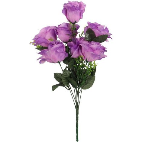 Bouquet artificiale di 7 rose viola, altezza 54 cm - Decorazione di alta qualità (1/3)