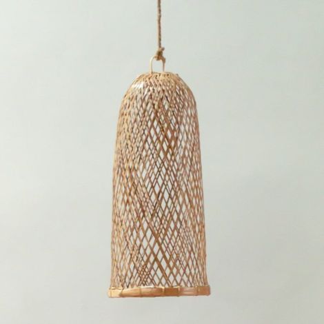 Lustre Suspension Plafonnier en Bambou Tressé - Abat-jour au Style Naturel - PANGIVO (1/5)