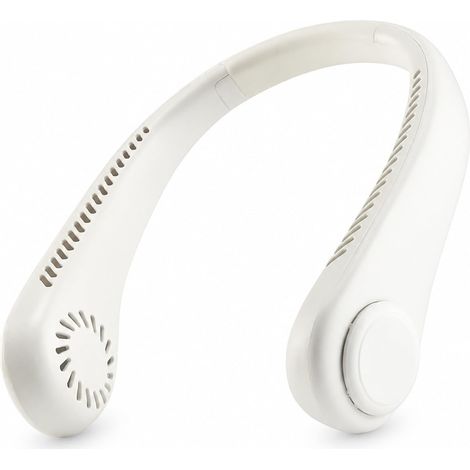 Éventail de cou, Mini Ventilateur Portatif Sans Lame De Accrochant Cou D'USB 8000mAh(F260 white)