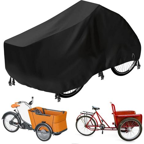 Lastenfahrrad Abdeckung wetterfest für E-Bike & Dreirad, 4 Schnallen, winddicht
