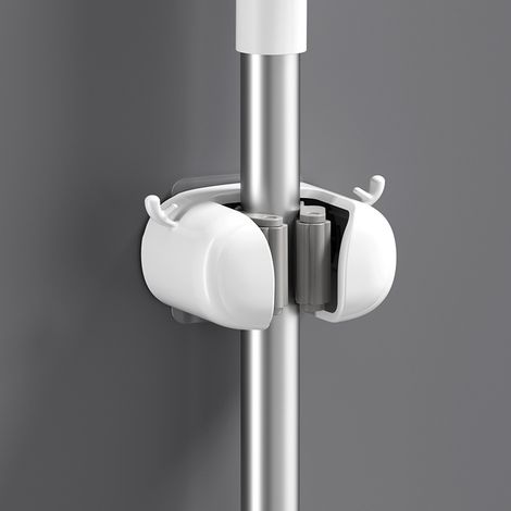 Pinces à balai en bois de cerf, robustes et sans traces, avec une capacité de charge exceptionnelle, crochets muraux pour balai de salle de bain sans perçage (lot de 2, gris) (1/3)