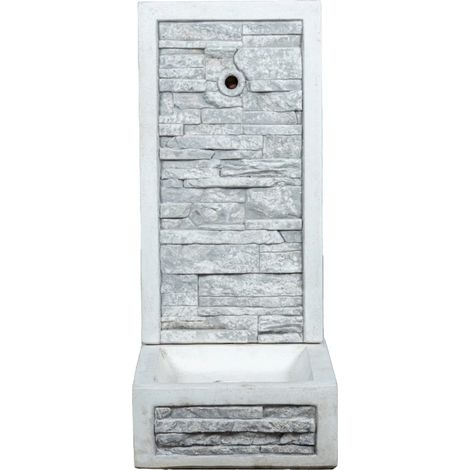 fontana da giardino a muro "adige" anticato colore grigio,  40x40x92 cm - kam (1/4)