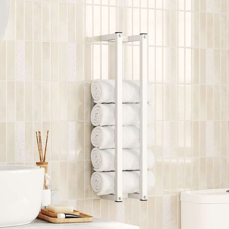 vidaXL Portasciugamani Bianco 12,5x12,5x60 cm in Acciaio
