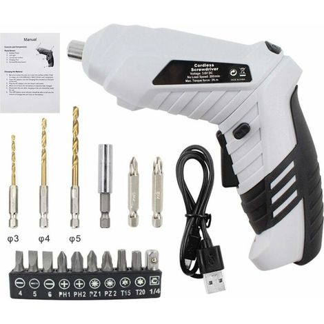 Mini tournevis sans fil, kit de tournevis électrique avec lampe LED et batterie rechargeable (1/5)