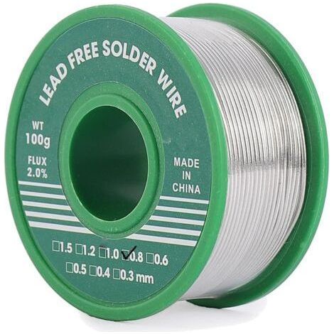 Étain à Souder, Fil étain de Soudure Sans Plomb 0.8mm 100g, Mince à Noyau Avec Flux de Colophane, Sn99%-Ag0.3%-Cu0.7%, Bobine d'étain à Souder pour Soudure la électrique (1/5)