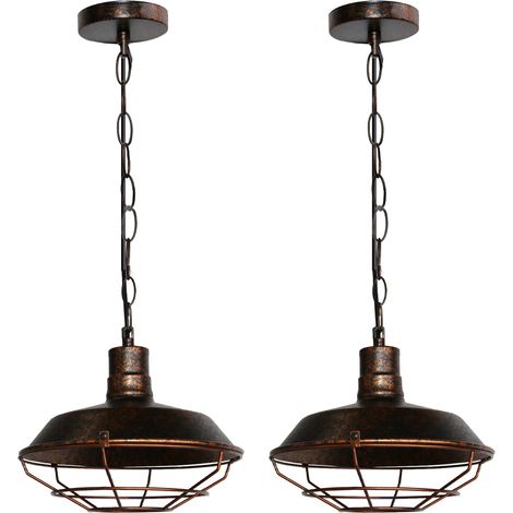 2PCS Lampe À Suspension Vintage Suspension Lustre Rétro Lustre En Fer Métallique Suspension Luminaire Antique 36CM
