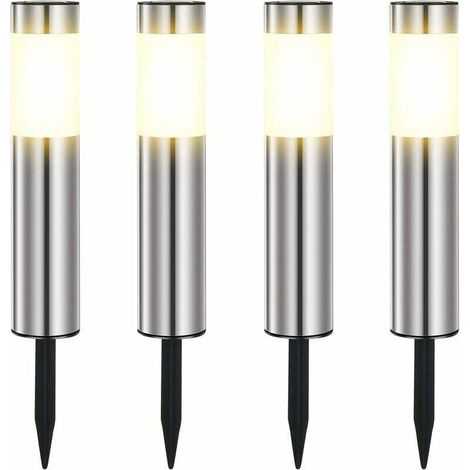 Lampe Solaire Exterieur, En Acier Inoxydable Solaire Exterieur Jardin LED éTanches IP65 Pour Le Patio, La Pelouse, Les Chemins Et Les Sentiers De La Cour De Jardin Blanc Chaud (4 Pièces) (1/2)