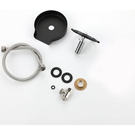 Lave-verre haute pression pour évier en acier inoxydable, robinet automatique à pression, noir avec tuyau 60 cm et vanne té 1/2, idéal pour maison, café, bar.