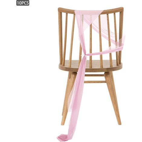 Lot de 10 écharpes de chaise rose, rubans en tulle, bandeaux de chaise décoratifs 20 × 275 cm, pour mariage, fêtes, cérémonie et réception (1/5)