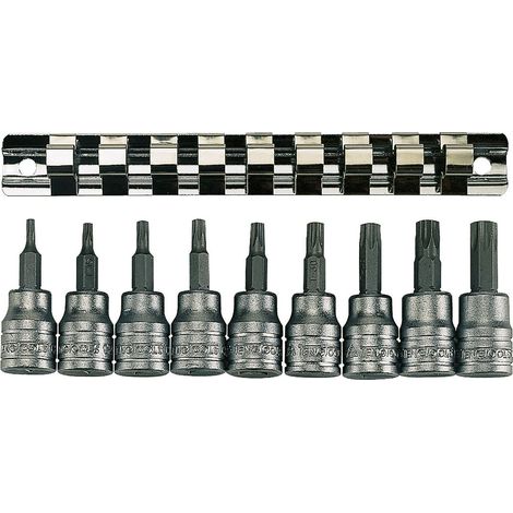 Teng M3813Tx Socket Clip Rail Set Of 9 External Torx 3/8In Drive