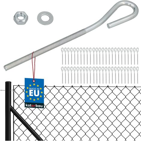 KOTARBAU® Lot de 50 Tendeur Grillage M6, Tendeur Cable pour Clôture, Acier Galvanisé, Crochet Fileté avec Écrou et Rondelle, Tendeur Fil de Fer, Argenté, Fermé (1/5)