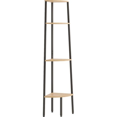 Maison Exclusive - Scaffale angolare a 4 ripiani marrone chiaro e nero 45,5x31,5x150 cm