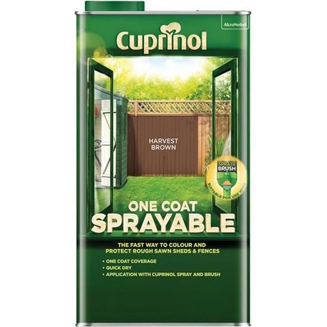 Cuprinol One Coat Sprayable Fence Treatment - Harvest Brown - 5 Litres