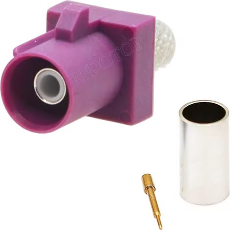 Conector Fakra para cable RG58 c贸digo D, corto y recto.