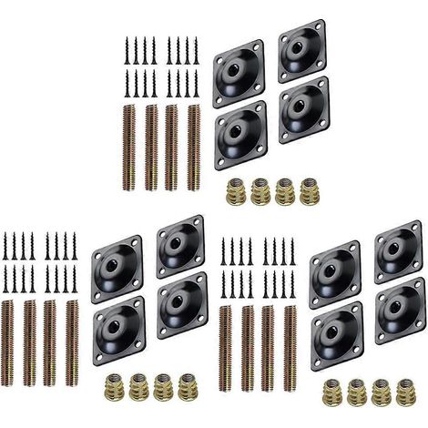 Kit de fixation pour pieds de meubles (12 pièces), plaque de connexion pour pieds de canapé, boulons et vis M8, adaptateur, support métallique (1/5)