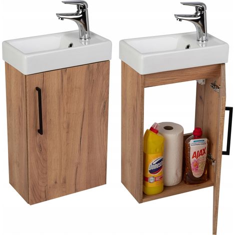 STAMAR Badmöbel mit Waschbecken - 50 cm - Eiche gold - Elegantes Design - Platzsparend und flexibel