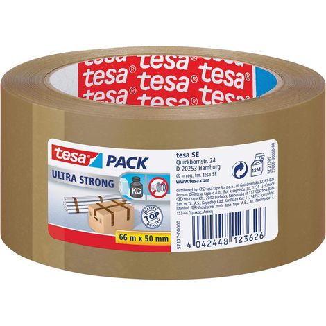 tesapack Ultra Forte - Nastro Adesivo d'Imballaggio in PVC Solido e Sicuro - Marrone - 66 m x 50 mm