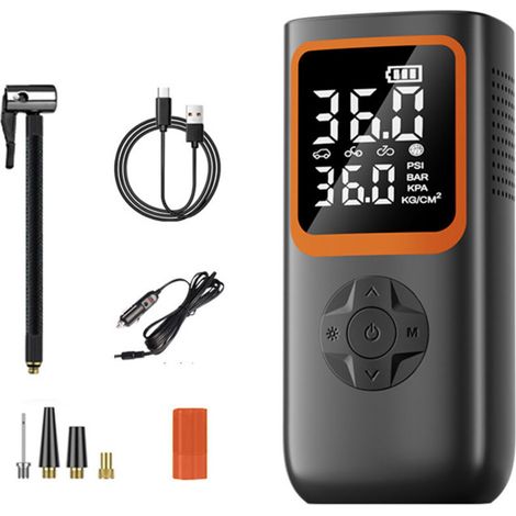 Lntyq Gonfleur de pneus Portable - Pompe à air sans Fil 150PSI pour pneus de Voiture avec manomètre et lumière LED, gonflage 2X Plus Rapide Compresseur d'air électrique pour Voiture, vélo, Moto, Ball