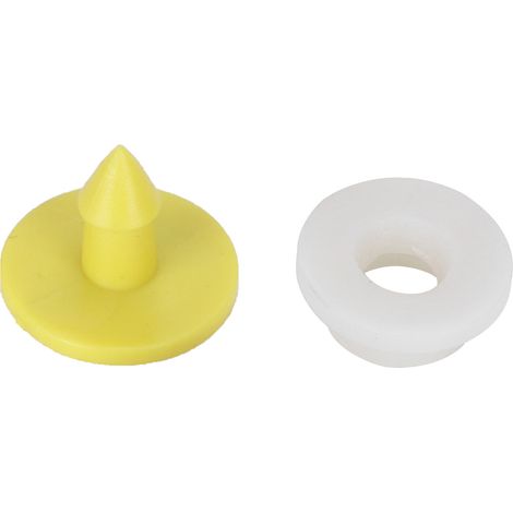 Boucles d'Identification pour Animaux (Rabbit Ear Tag) - Lot de 100 Étiquettes Jaunes en Plastique Résistant, Anti-Déperdition, Dimensions 1.75x1.75x1.35 cm (1/5)