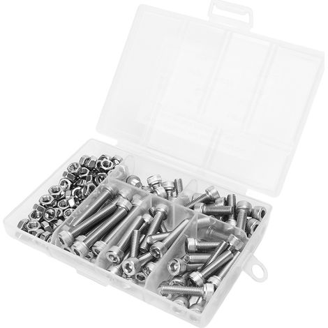 150 Pcs Hex Socket Screws Nuts Kit 304 Stainless Steel M5 Hex Socket Head Cap Screws and Nuts Assortment Kit