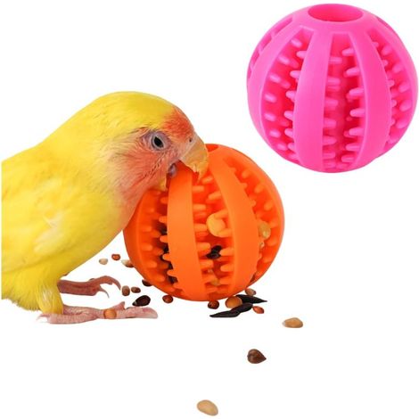 Juguete interactivo para loros: pelota buscadora de comida, 2 unidades, colores aleatorios. (1/5)