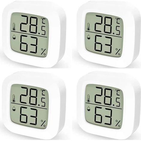 Thermometre Interieur Maison Lot de 4 Thermometre Hygrometre Numérique,Thermomètre Digital pour Chambre à Coucher (1/5)