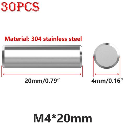 30 Pieces M4x20mm Stainless Steel Cylindrical Pins, Cylindrical Shelf Support for Precise Positioning and Connection (1/5)