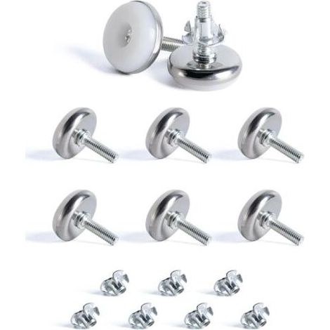 8 pcs M6 X 28MM Pied Réglable à Base Ronde, Pieds de Nivellement, Pied Vérin Meuble à Visser, Vis de Réglage pour Pied Mise à Niveau, avec 8 Écrou à Griffes, pour Pieds de Lit Bureau Armoire (1/5)