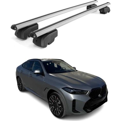 OMAC Barres de toit en aluminium pour BMW X6 G06 2019-2026 – City Crash – ISO/PAS 11154:2006 – Antivol inclus – Charge max 75 kg – 2 barres Argent (1/4)