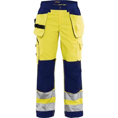 Pantaloni da lavoro ad alta visibilità donna 7156 - Giallo fluorescente/Navy XL - FR(48) - SE(C46) - Norme (1/5)