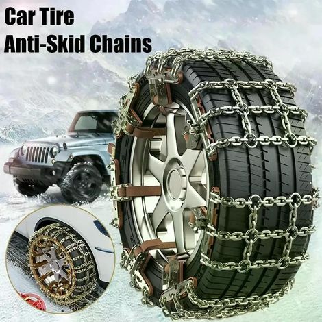 Lot de 4 chaînes à neige antidérapantes pour pneus 165-265 mm traction d'urgence sur glace neige boue et sable sans cric (1/5)