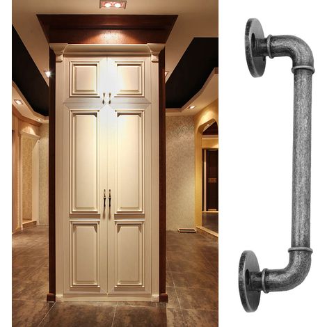 Poignées de porte anciennes en bois, style rétro, alliage de zinc, poignées de porte d'armoire de style américain, argent antique. (1/5)