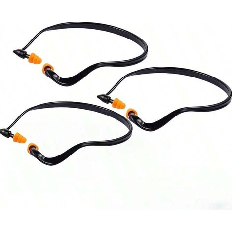 Lot de 3 bouchons d'oreille à bande pour tir, NRR 29dB, antibruit, pour sommeil, travail, concerts, réutilisables en silicone, pour audition, natation, chantier, légers, antidérapants (1/4)