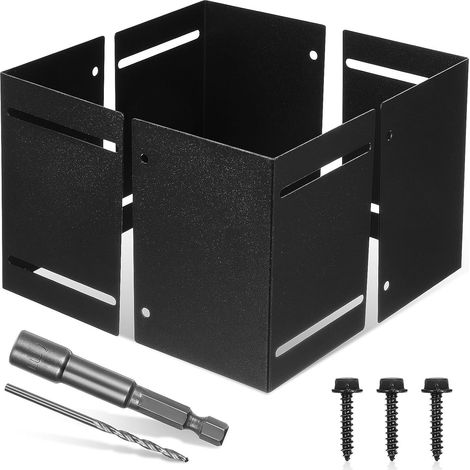 Manchon de Poteau en Métal Réglable Noir pour Clôtures et Boîtes aux Lettres, Protection Facile à Installer la Pluie Dommages (1/5)