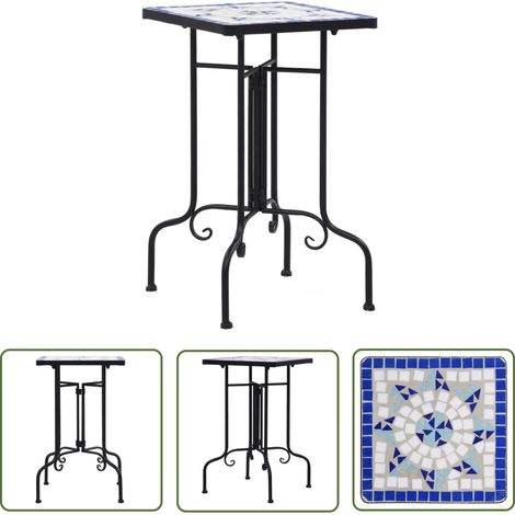 INLIFE Tables d'appoint mosaïque Bleu et blanc Céramique (1/5)