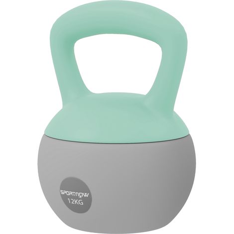 Kettlebell Relleno de Arena Metálica 12 kg Mango Antideslizante para Entreno en Casa 21x21x30 cm