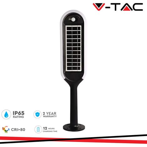 PALETTO LUMINOSO LED 5W SOLARE CON SENSORE CORPO NERO 3000K                                              - Luce CALDA