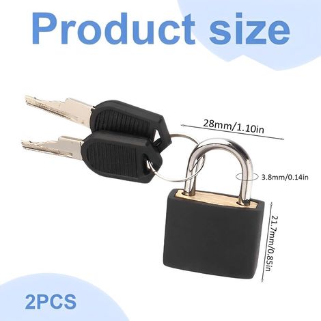2 Pièces Cadenas à Bagage, Cadenas Valise avec Clé, Mini Cadenas avec Clé, Petit Cadenas de Sécurité avec Clé (Noir) (28mm) (1/4)