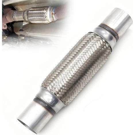 Tuyau flexible d'échappement 50 x 150 x 250 mm en acier inoxydable, double tresse. Tuyau flexible pour voiture, tuyau de réparation pour réduire les bruits d'échappement dans les voitures (50  150 (1/5)