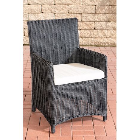 Polyrattan Gartenstuhl Fontana 5mm schwarz cremeweiß