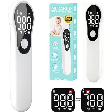 Thermomètre Frontal Sans Contact, Thermomètre Numérique Infrarouge avec Alerte Fièvre, Lecture Rapide et Précise, écran LCD, Conversion °C/°F (1/5)