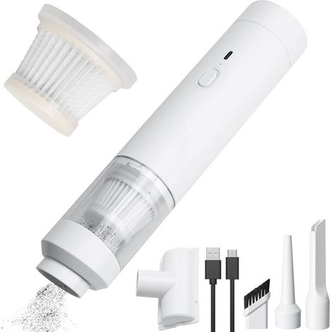 Aspirateur à main sans fil 60 W, puissant aspirateur de voiture 4 en 1, charge rapide USB-C 6 000 Pa, souffleur pour PC et voiture, pour la maison, le bureau et les poils d'animaux (1/5)