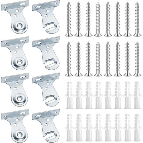 En stock : supports de rideaux métalliques à fixation supérieure et latérale avec roulettes, supports extérieurs pour pare-soleil et supports de rideaux robustes avec vis. (1/5)