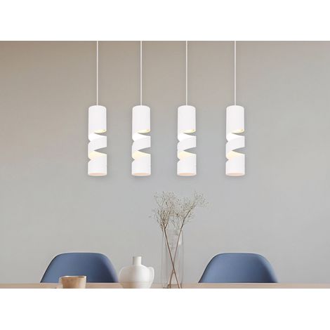 Moderne Pendelleuchte STREAM 4-flammig aus Metall in Weiß, Breite 80cm