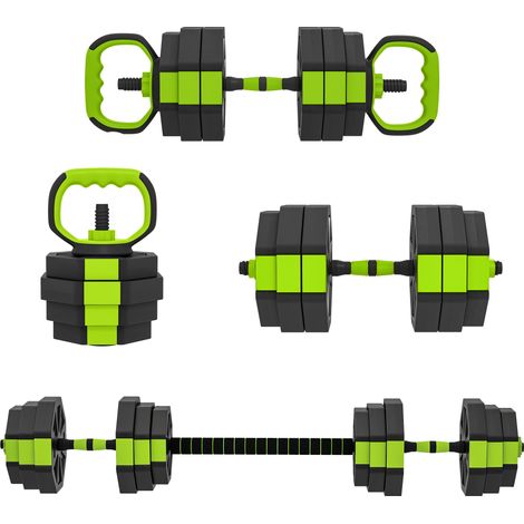 Ensemble d'haltères réglables 25 kg 6 en 1 comprenant kettlebell, barre d'haltères et support pour pompes pour salle de sport à domicile (1/5)