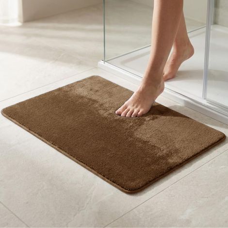 Tapis de bain antidérapant - Entrée - Tapis magique en microfibre - Lavable en machine - Tapis de bain - Douche - Les tapis modernes (50 x 80 cm, marron) (1/5)
