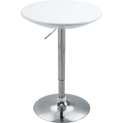 Table de bar blanche ronde réglable en hauteur Ø61 cm avec pied en métal pour cuisine et salon (1/5)